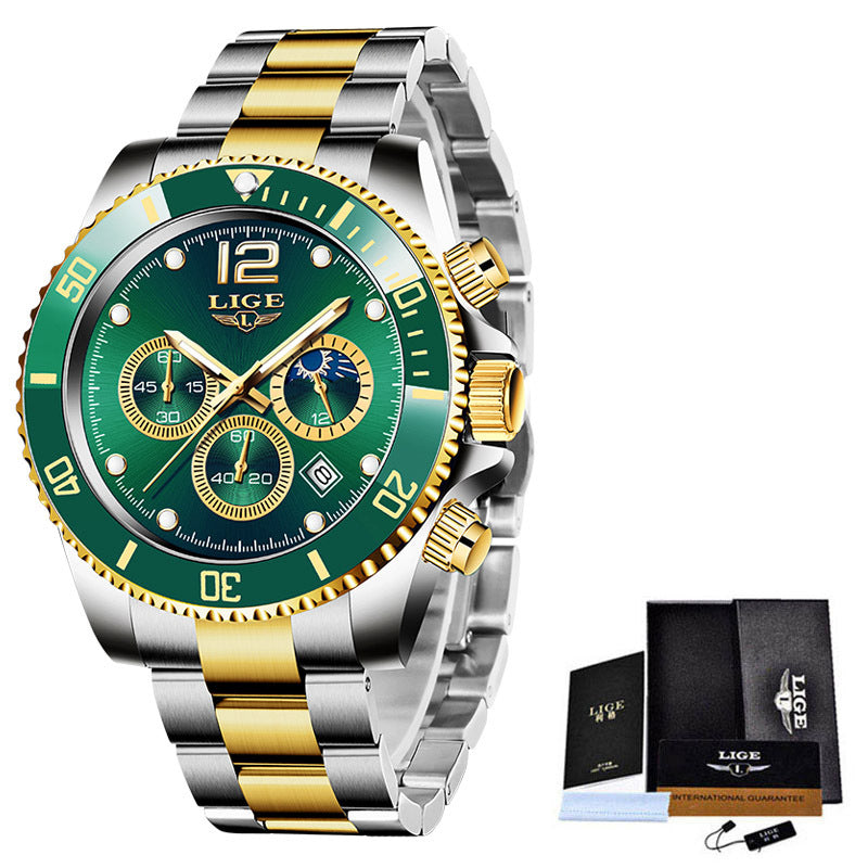Herren-Sportuhr Chronograph Quarz – Edelstahl wasserdicht 30M
