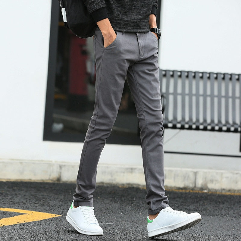 Pantalon homme slim stretch casual – Coupe ajustée jambe étroite
