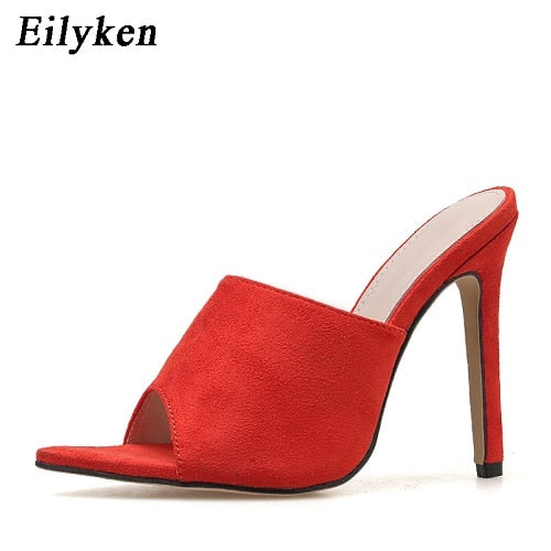 Mules à Talon Aiguille 12,5 cm Bout Pointu Femme – Semelle Caoutchouc, Plateforme
