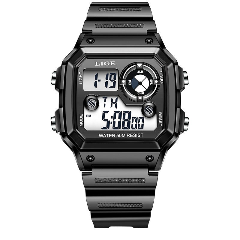 LIGE Elektronische Herrenuhr – Leuchtend, Chronograph & Wasserdichter Alarm 30M
