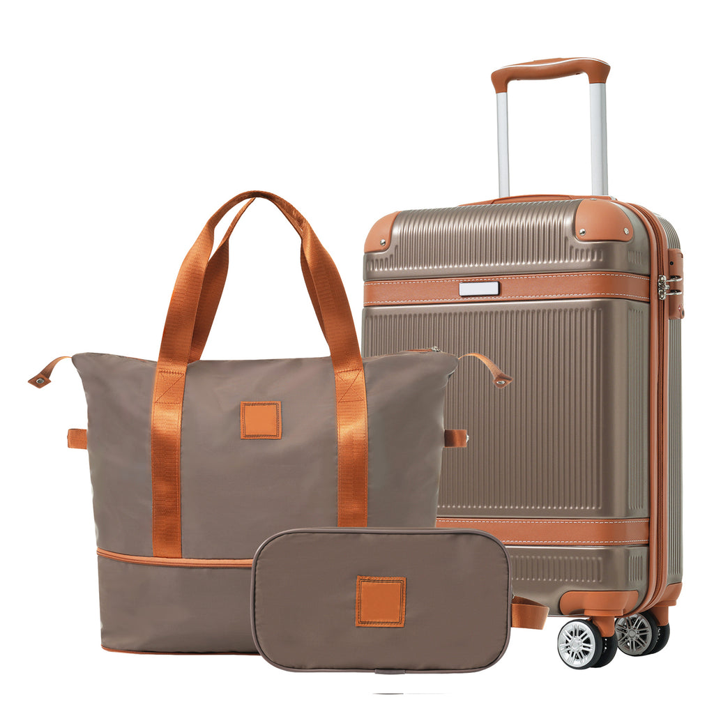 Set de Valises Rigides 3 Pièces – ABS, Roues Pivotantes 360°, Serrure TSA, Couleur Cuivrée