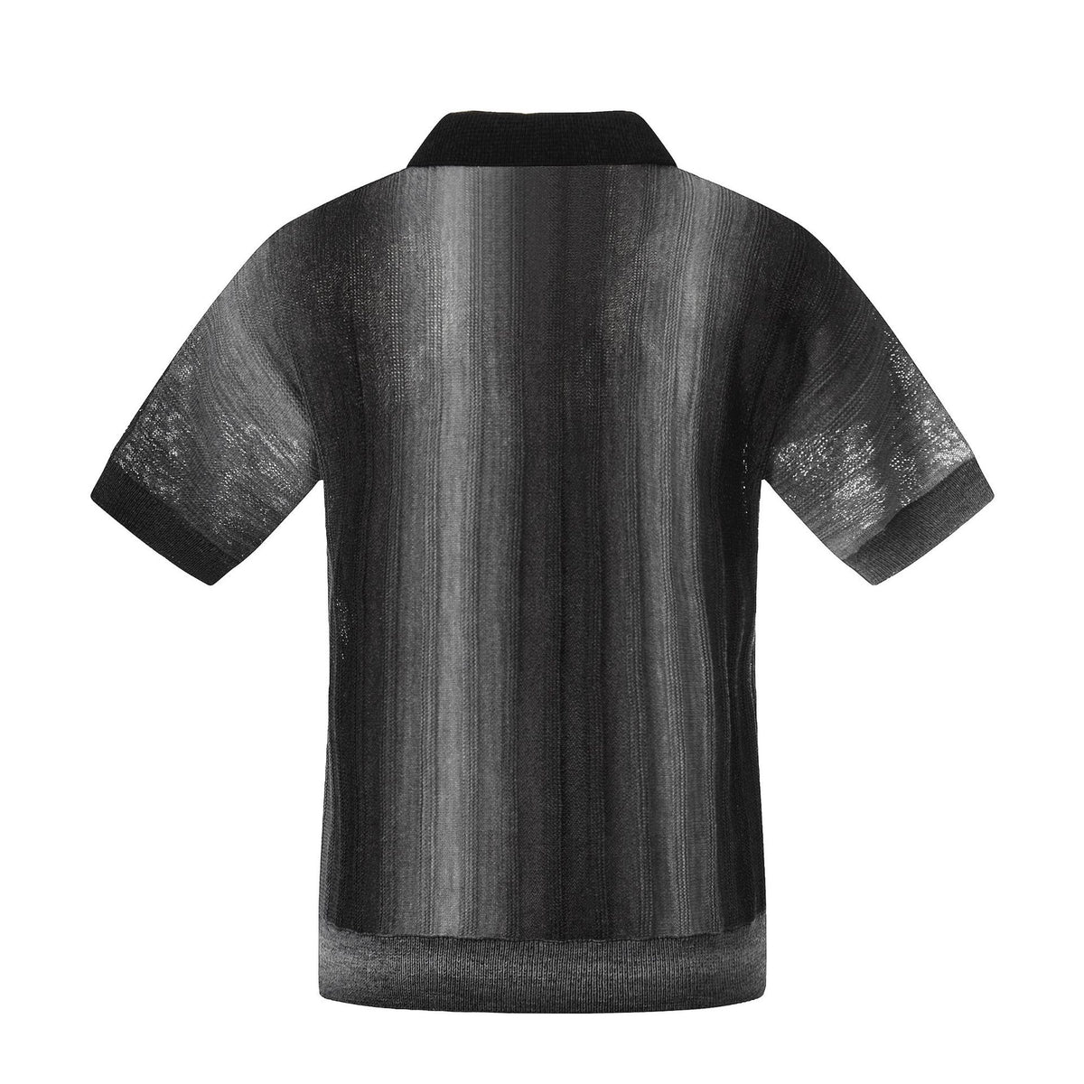 Polo homme en coton mélangé à maille texturée et rayures dégradées