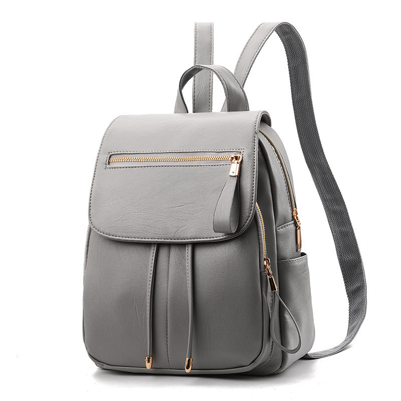 Soft leather travel backpack