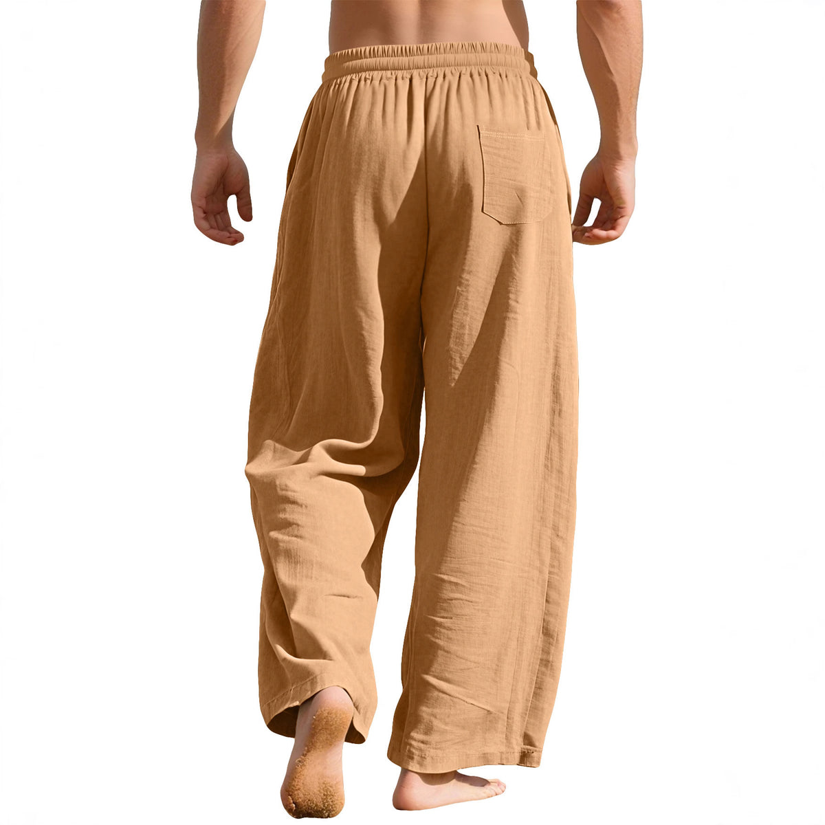 Pantalon homme ample en lin à cordon de serrage
