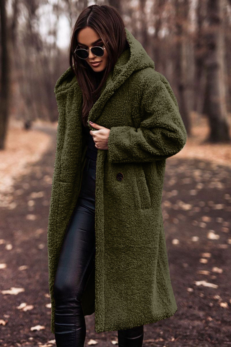 Manteau long femme à capuche – Coupe ample