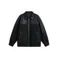 Blouson homme noir zippé à empiècements en PU