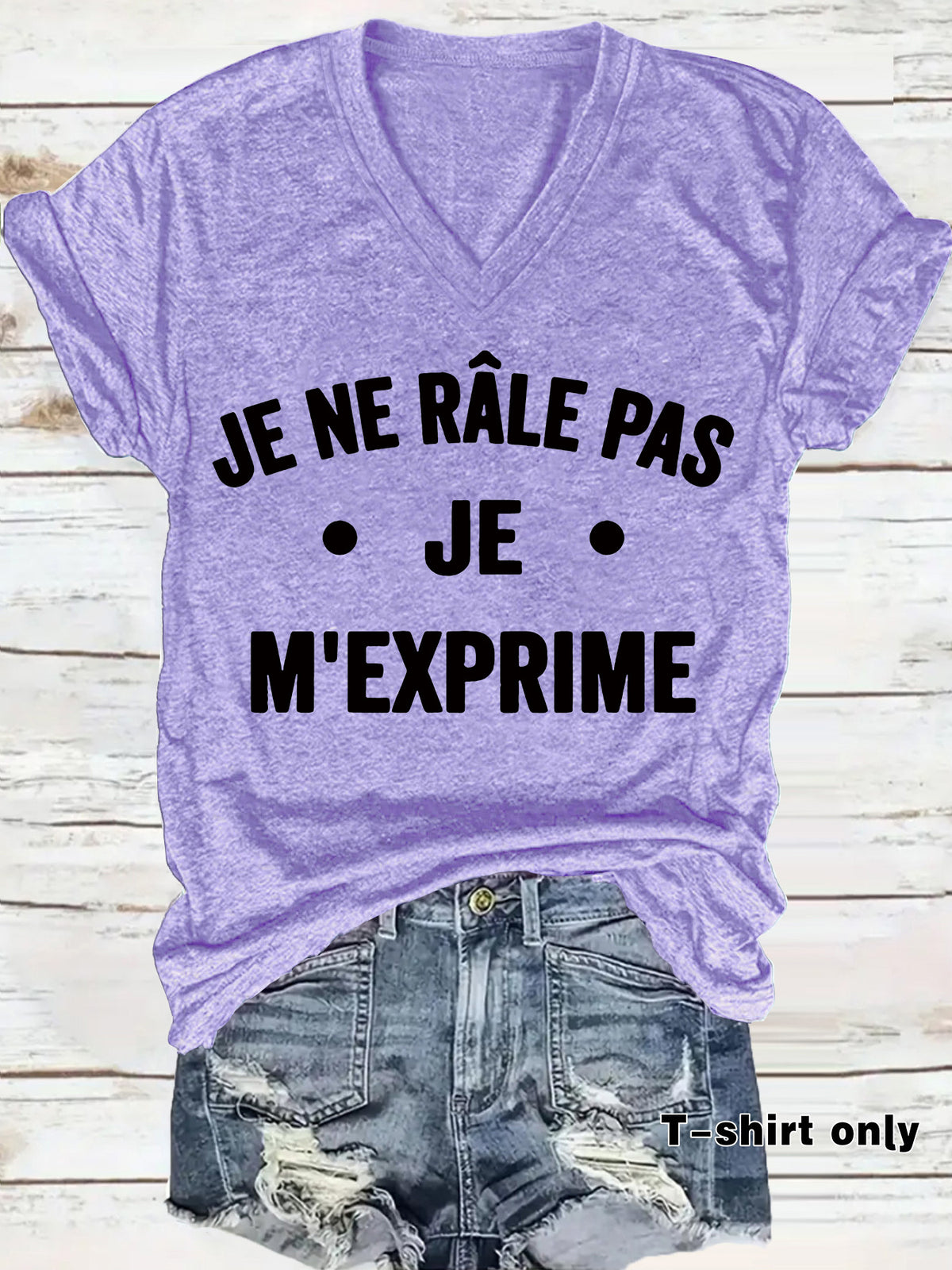 T-shirt femme col V « Je ne râle pas, je m’exprime »