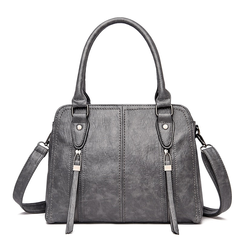 Women's Faux Leather Retro Large Capacity Handbag – Casual Chic Shoulder Bag