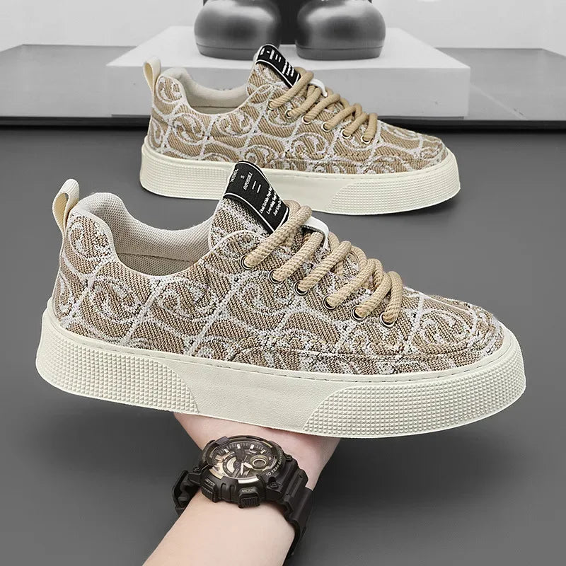 Sneakers Toile Graffiti Homme – Chaussures Basses Vulcanisées Style Skateboard