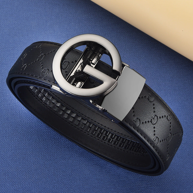 Ceinture homme en cuir à motifs et boucle automatique