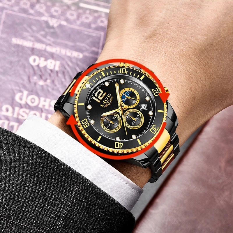 Herren-Sportuhr Chronograph Quarz – Edelstahl wasserdicht 30M