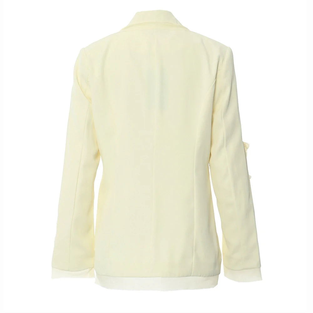Blazer Femme Élégant – Abricot, Détails Volantés