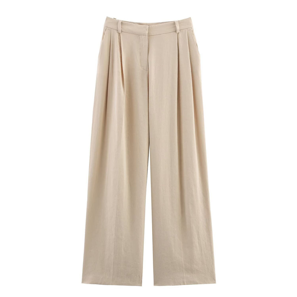 Tailleur Pantalon Femme Beige – Blazer à Un Bouton