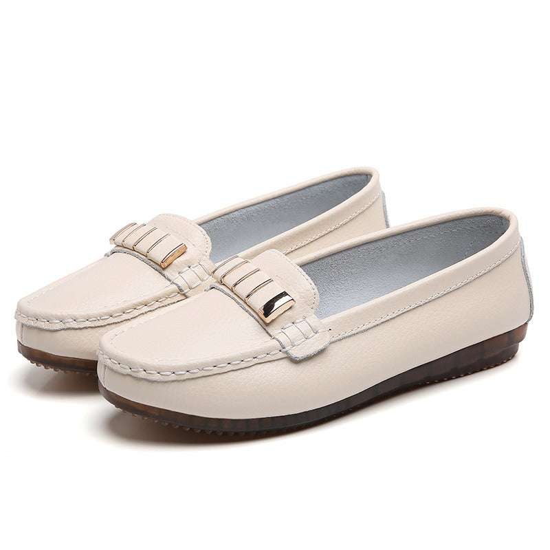 Mocassins Plats en Cuir de Vache Femme – Style Coréen Confortable