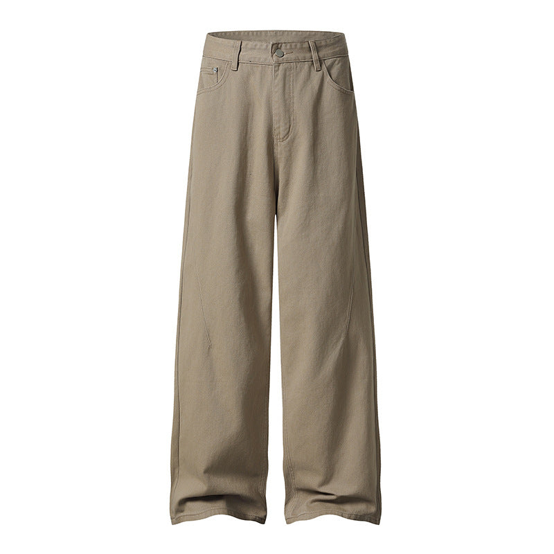 Pantalon droit taille mi-haute – Coupe droite, fermeture éclair, style streetwear