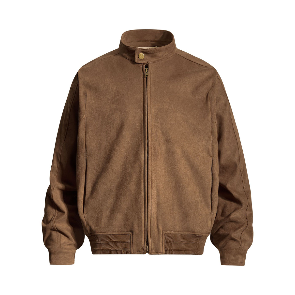 Veste homme col montant zippée color block streetwear chinois marron