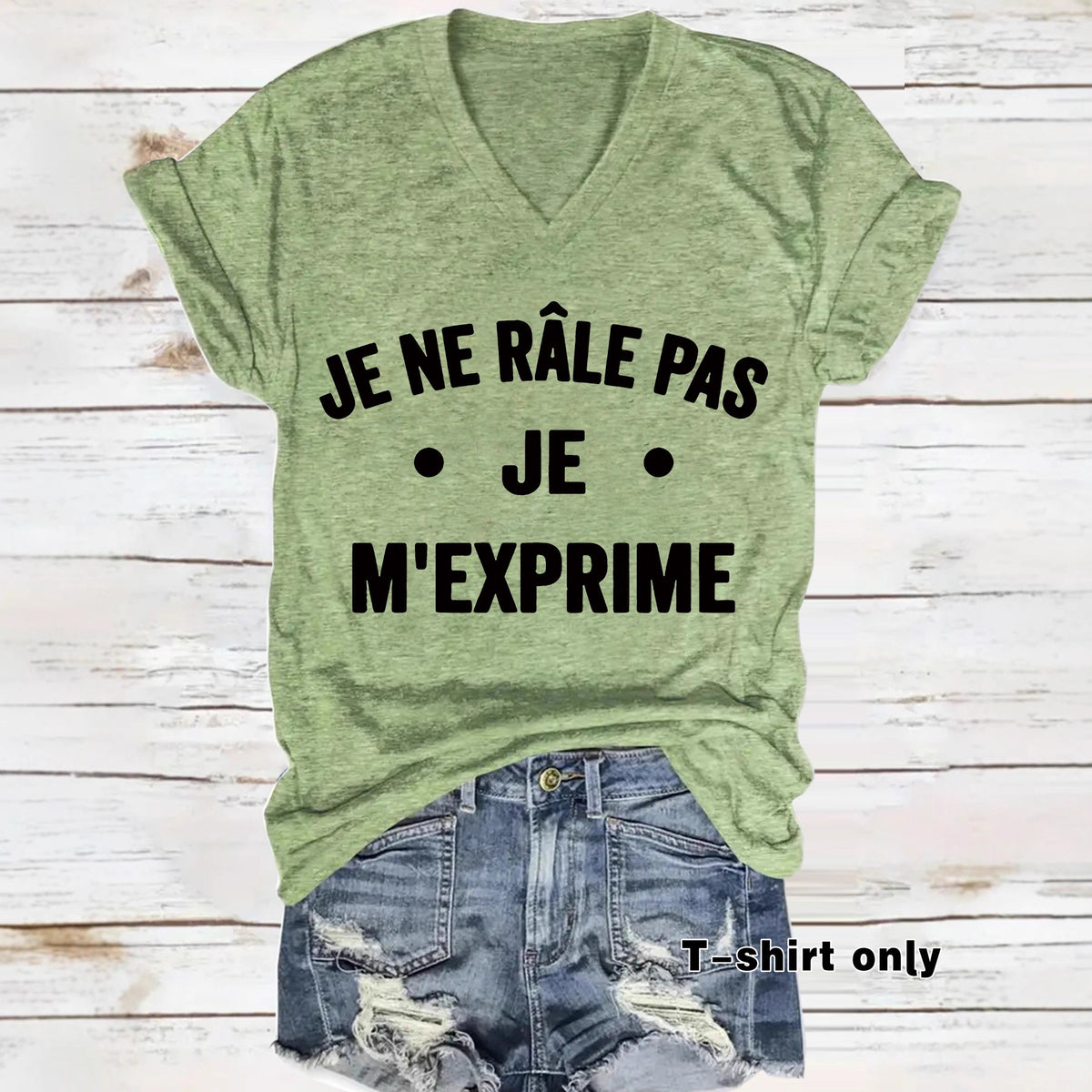 T-shirt femme col V « Je ne râle pas, je m’exprime »