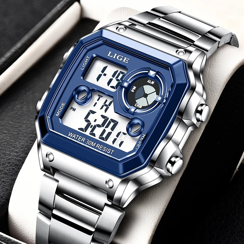 LIGE Elektronische Herrenuhr – Leuchtend, Chronograph & Wasserdichter Alarm 30M