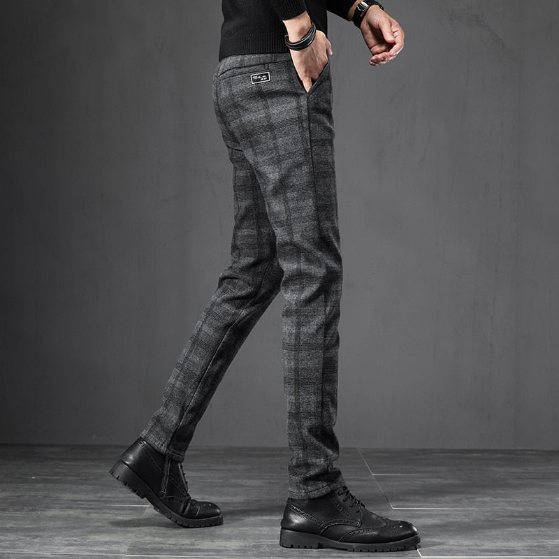 Pantalon homme slim à carreaux stretch