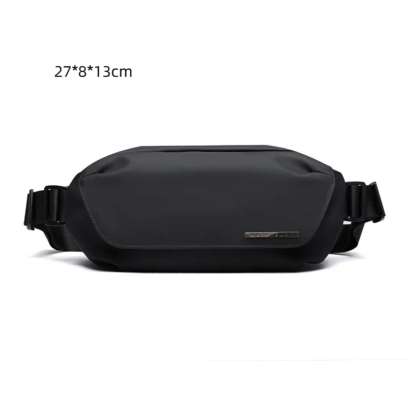 Sacoche Homme Multifonction — Bandoulière / Poitrine / Ceinture, PVC Noir