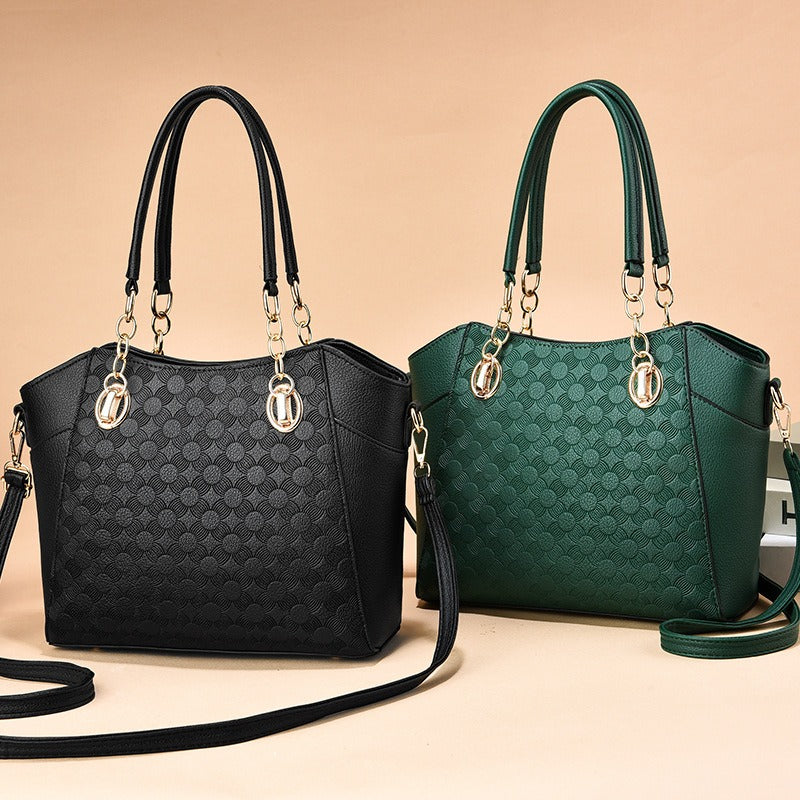 Large 2-in-1 Women's Tote Bag – Retro Style PU Leather Chain Tote Bag