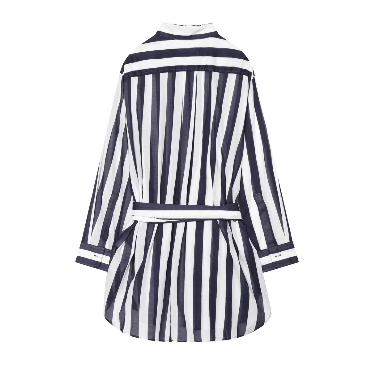 Chemise longue femme à rayures et ceinture à nouer