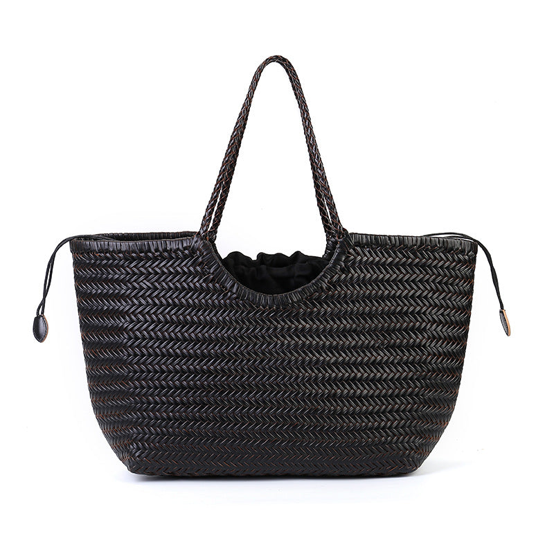 Sac Tressé Grande Capacité Femme – Cuir Véritable Street Fashion