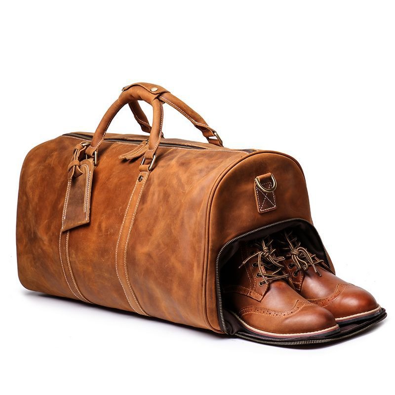 Sac de voyage en cuir de vachette style rétro