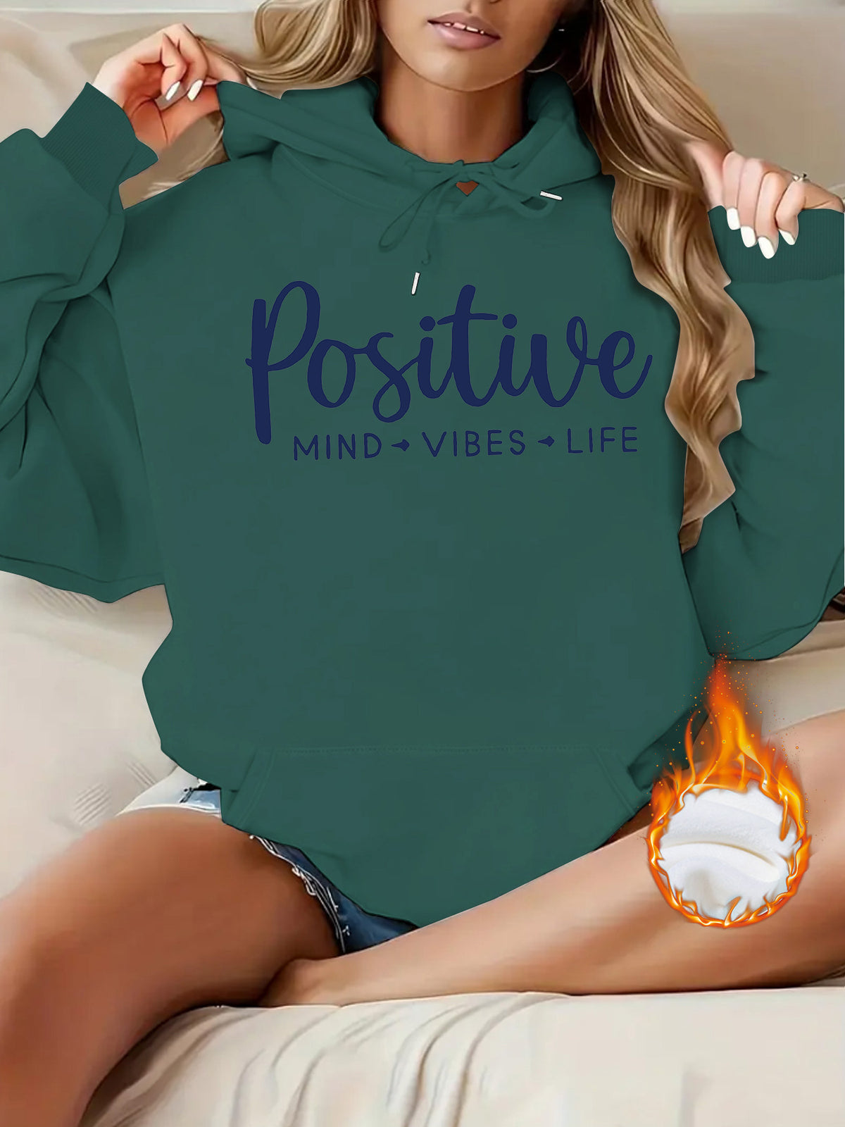 Sweat à capuche femme épais à lettres imprimées
