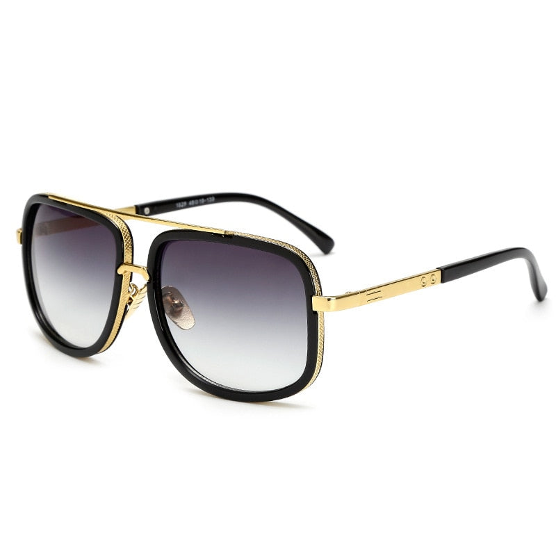 Lunettes de Soleil Grand Cadre Carré – Monture Métal Rétro Vintage Homme & Femme