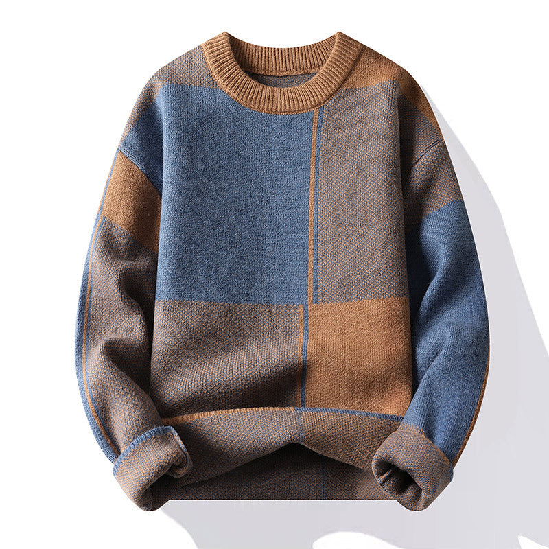 Pull homme à motifs géométriques et col rond
