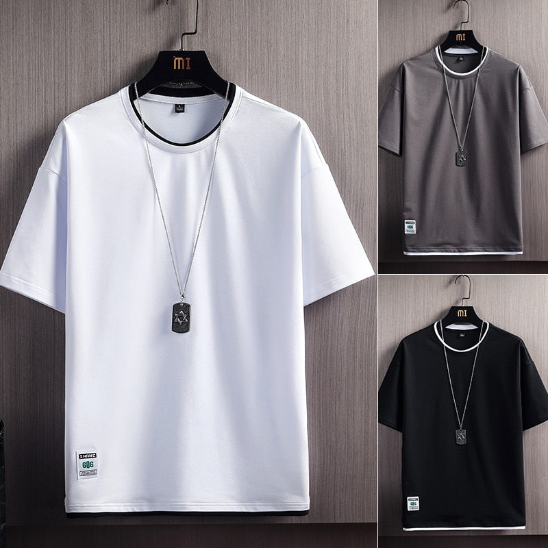 T-shirt homme uni coupe ample à manches courtes