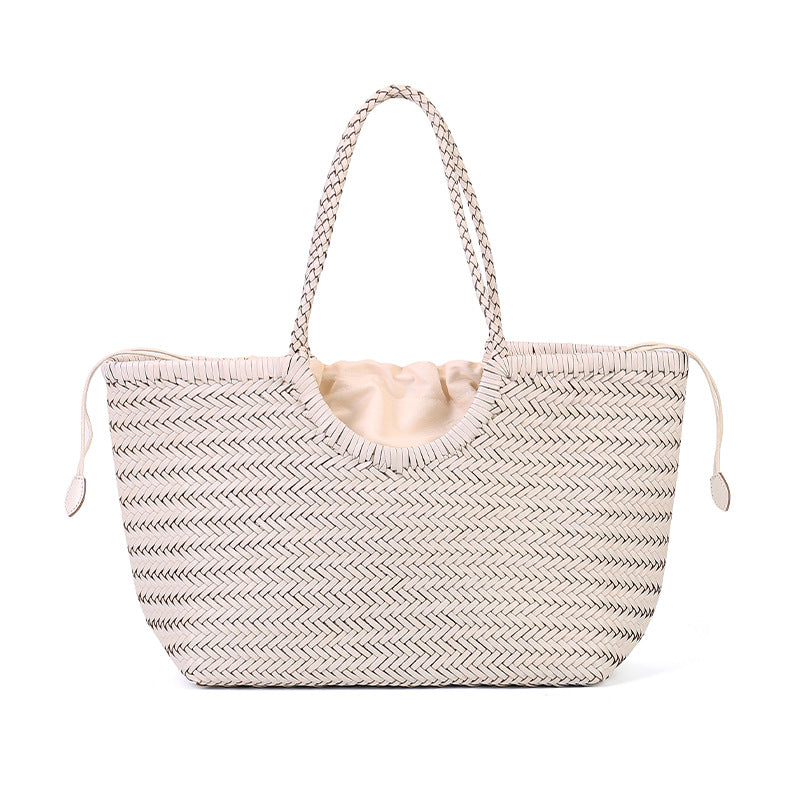Women's Large Capacity Woven Bag – Genuine Leather Street Fashion