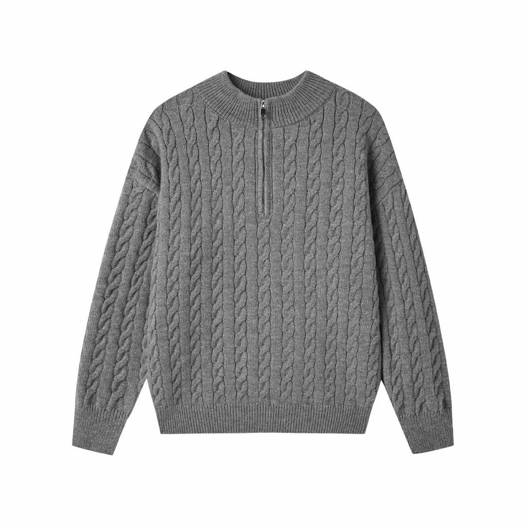 Pull homme ample en maille torsadée à manches longues
