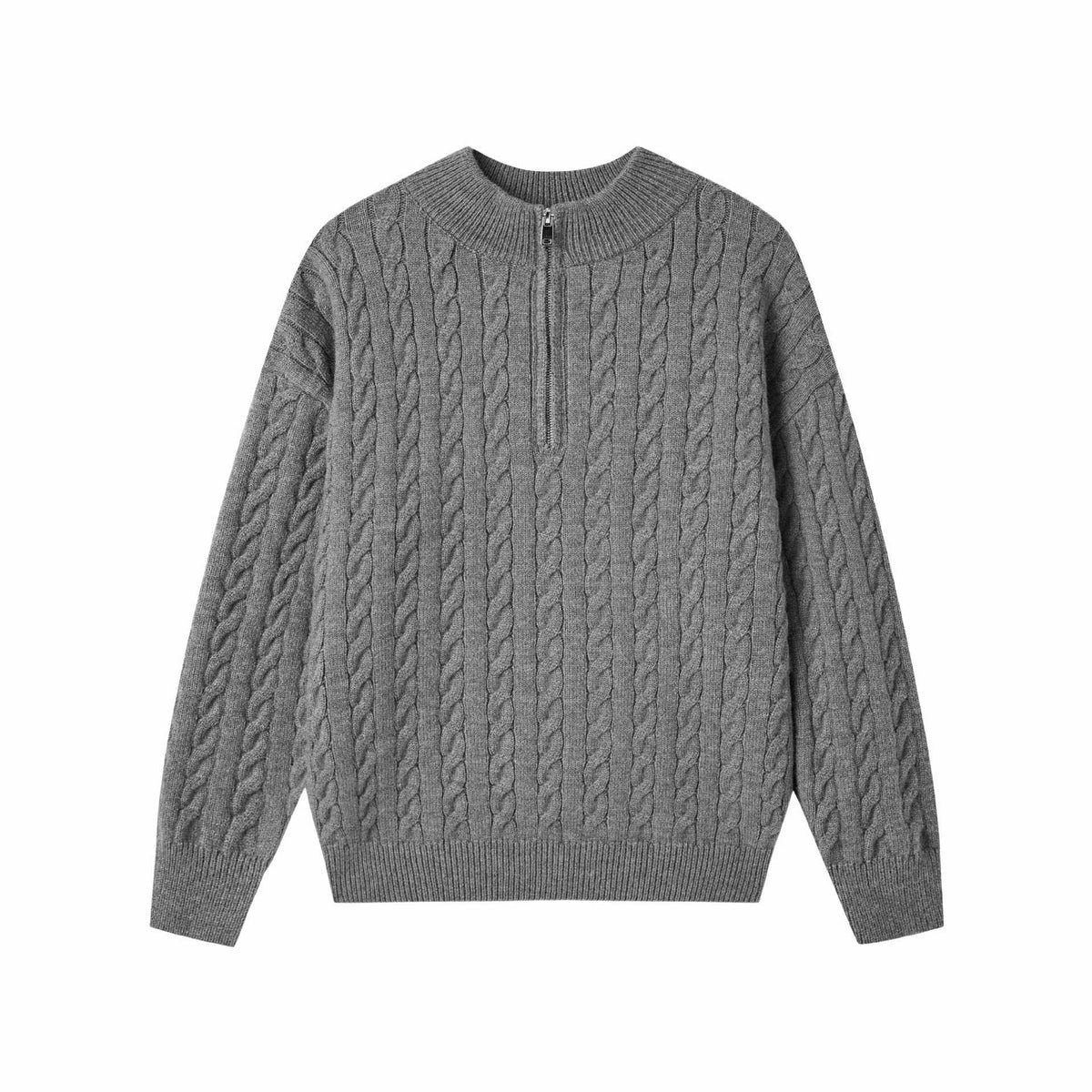 Pull homme ample en maille torsadée à manches longues