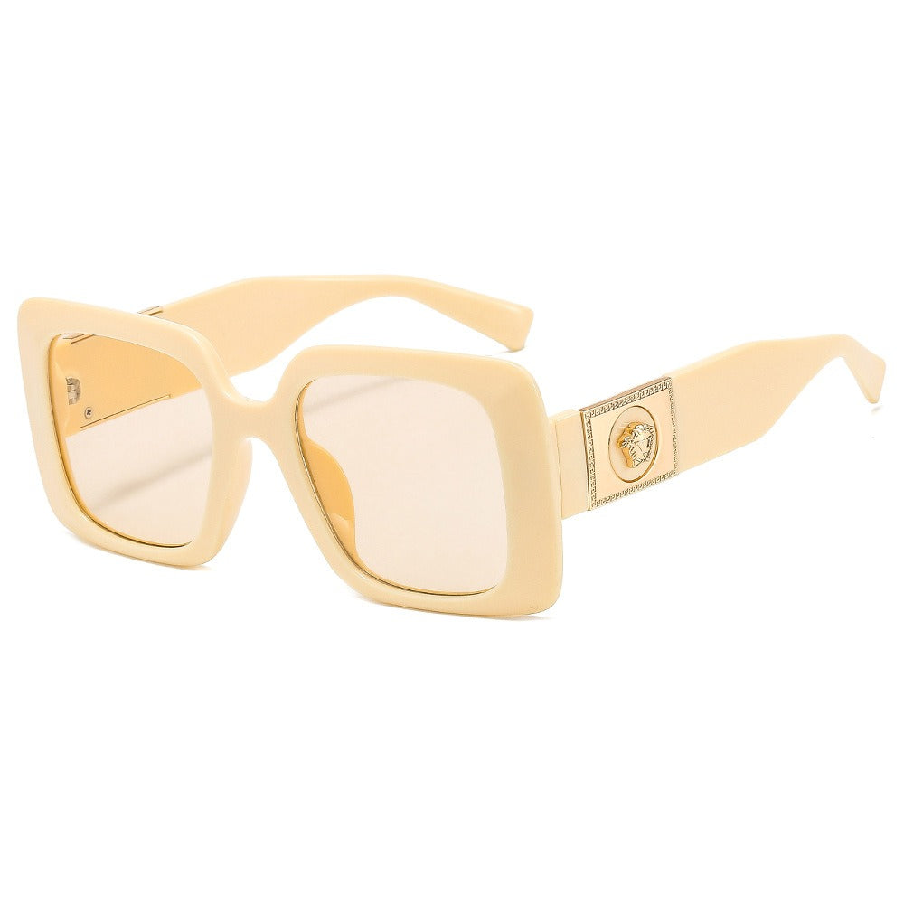 Trendige zweifarbige Sonnenbrille – Floral- & Ins-Stil, PC-Rahmen