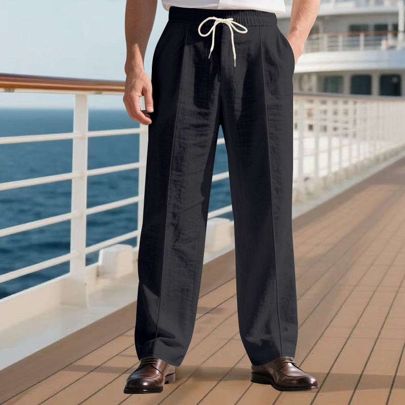 Pantalon ample homme en lin mélangé