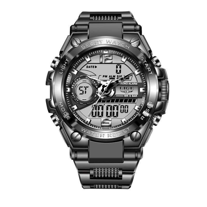 Montre Lige Double Affichage Quartz – Électronique, Lumineuse & Étanche 30M