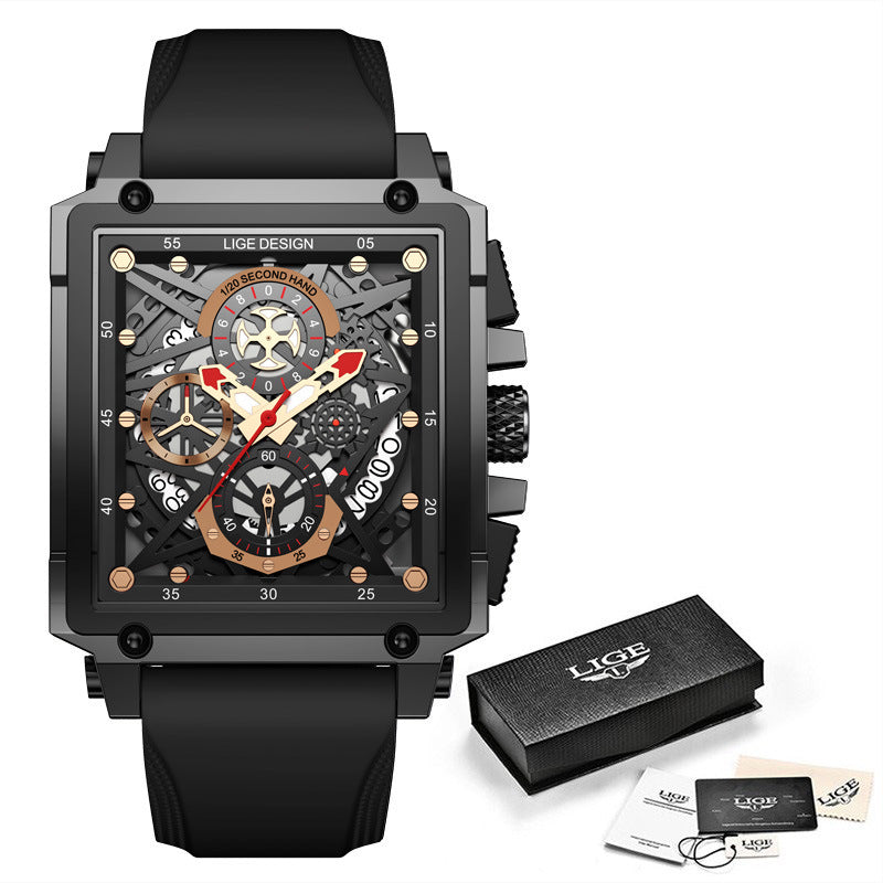 Lige Herrenuhr quadratisch Chronograph – 30M wasserdicht