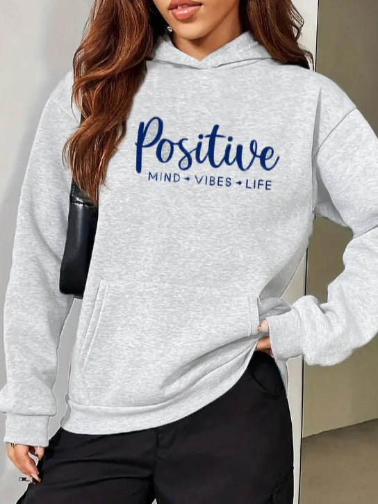 Sweat à capuche femme épais à lettres imprimées