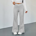 Women's High-Waisted Heather Gray Flared Trousers – Slim Fit