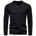 T-Shirt Col V Manches Longues Homme – Slim, Boutonné