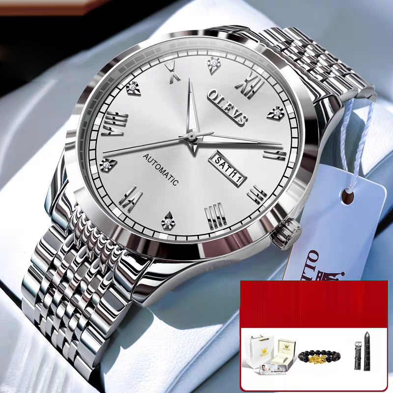 Montre automatique homme OLEVS 6602 – bracelet en acier inoxydable