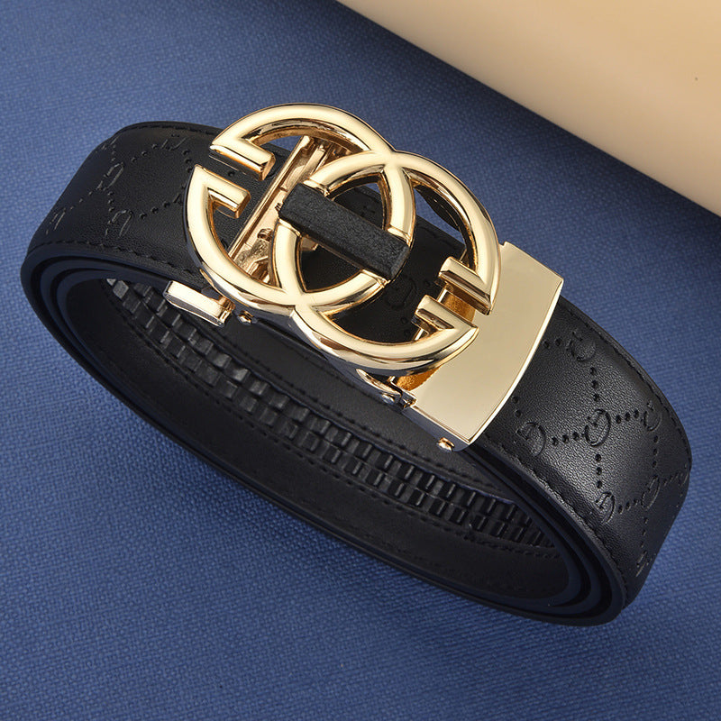 Ceinture homme en cuir à motifs et boucle automatique