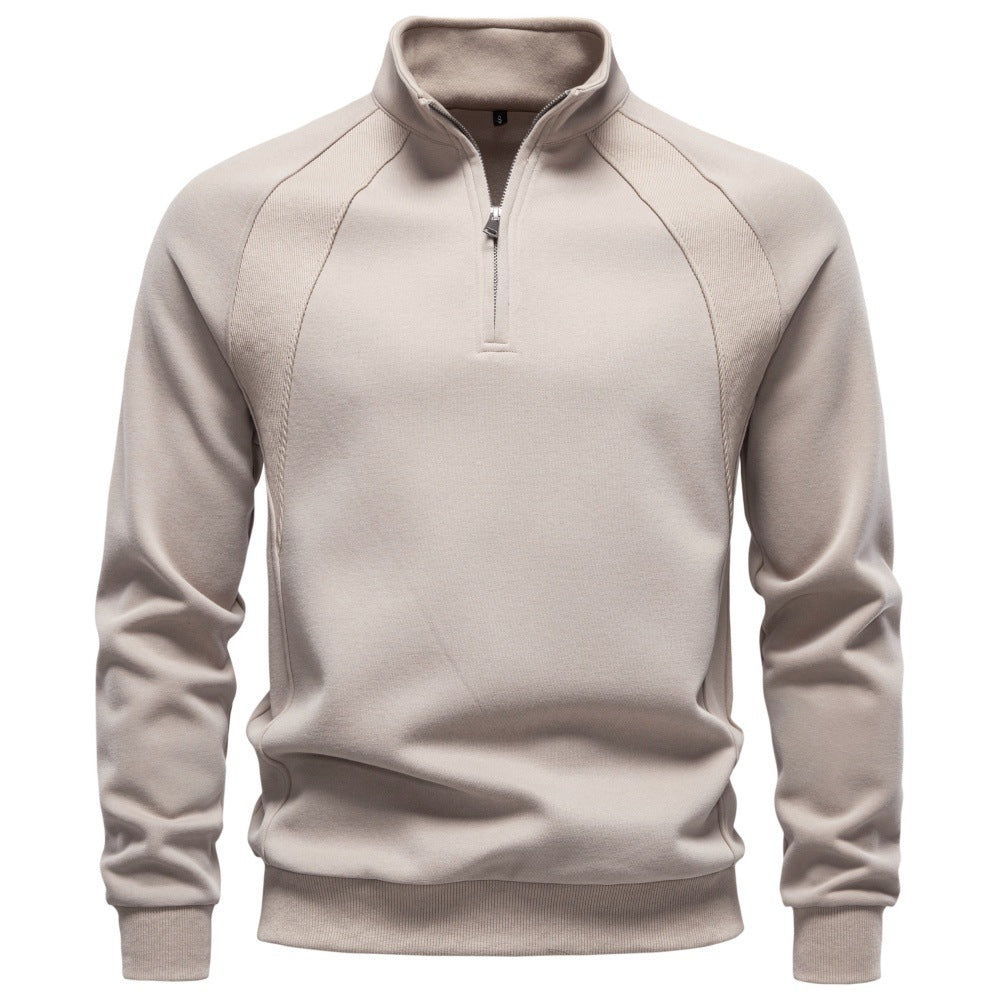 Sweat Homme Demi-Zip Col Montant – Manches Raglan