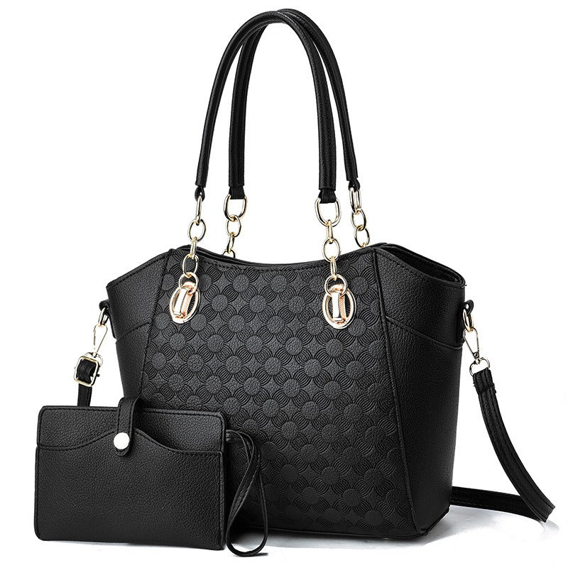 Large 2-in-1 Women's Tote Bag – Retro Style PU Leather Chain Tote Bag