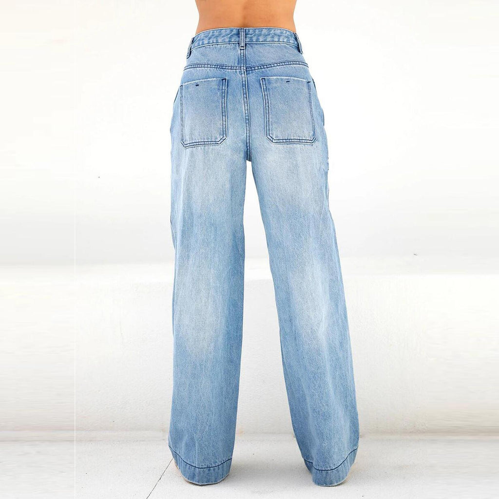 Women's mid-rise wide-leg jeans – Loose fit, business casual style