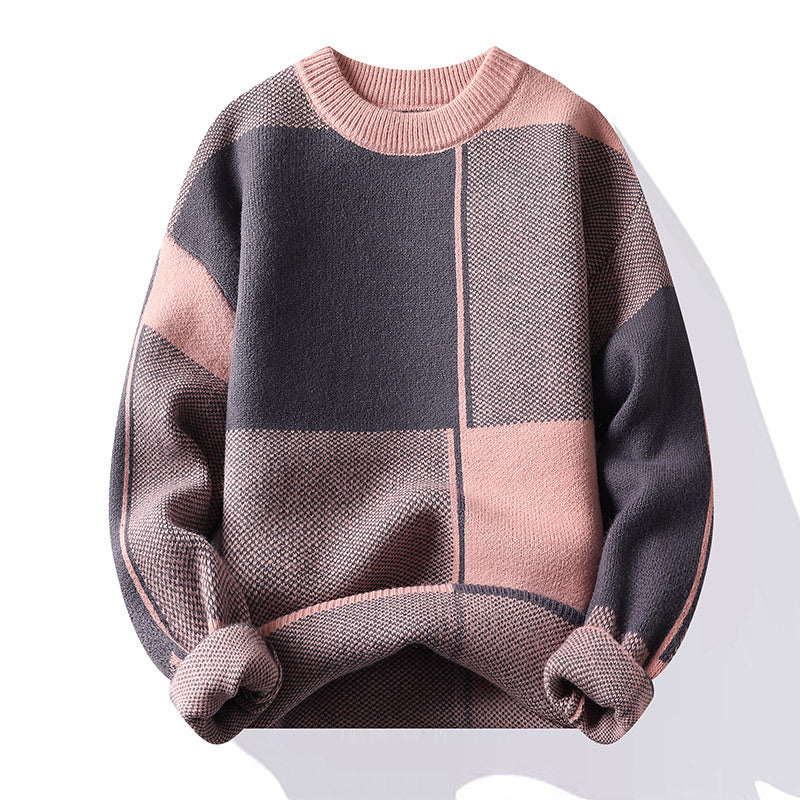 Pull homme à motifs géométriques et col rond