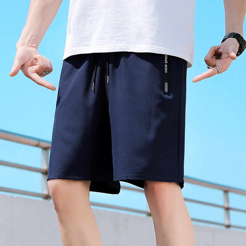Short homme soie de glace séchage rapide – Style coréen couleur unie grande taille