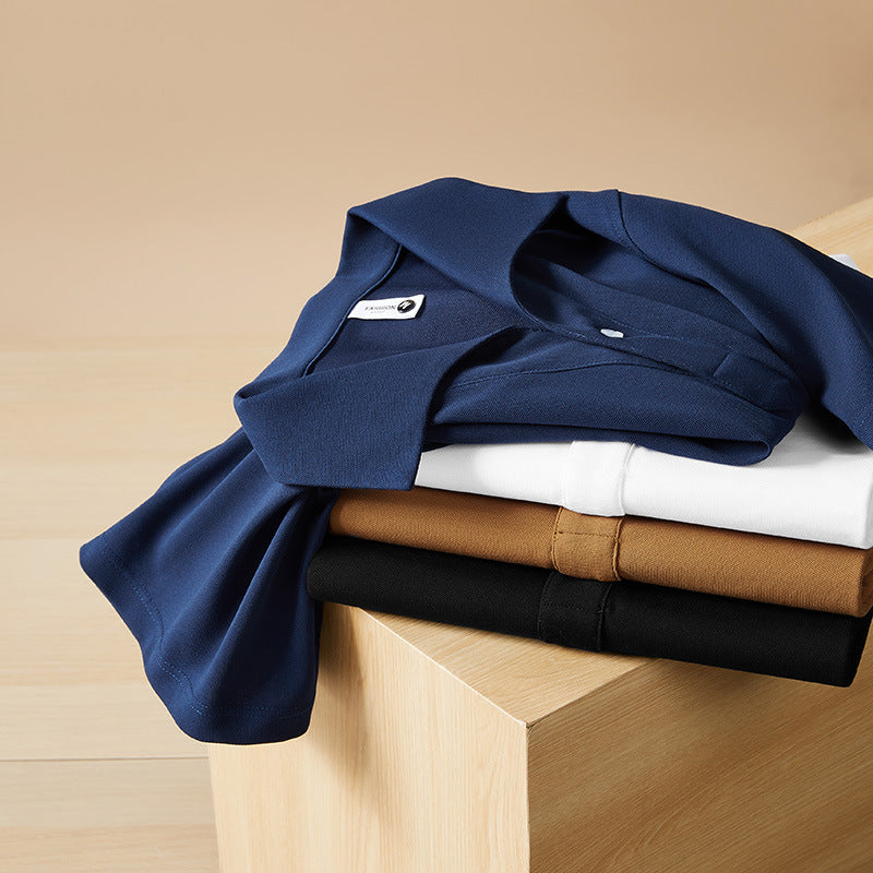 Polo homme uni à manches courtes – Mélange coton et élasthanne